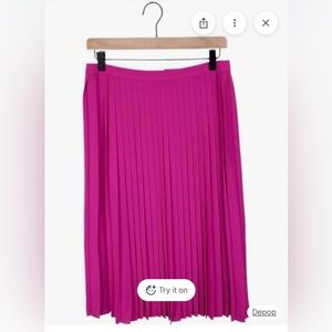 J Crew Pink Fuscia pleated Midi Skirt Sz 2